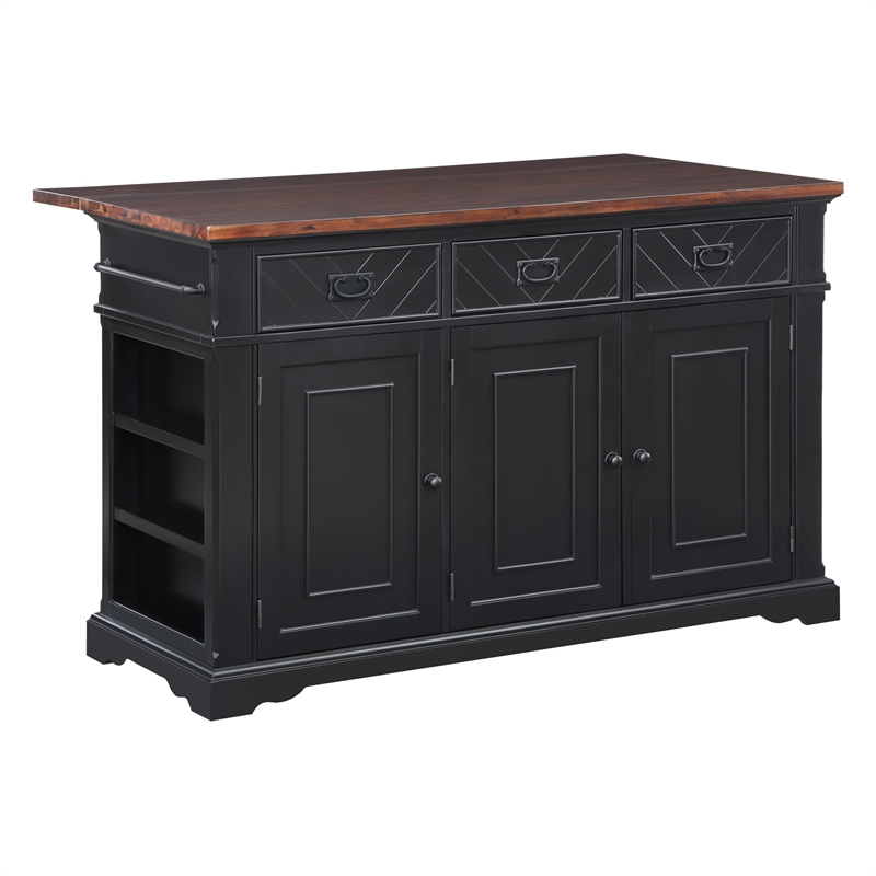 Scranton & Co Farmhouse Kitchen Island in Engineered Wood with Black Finish