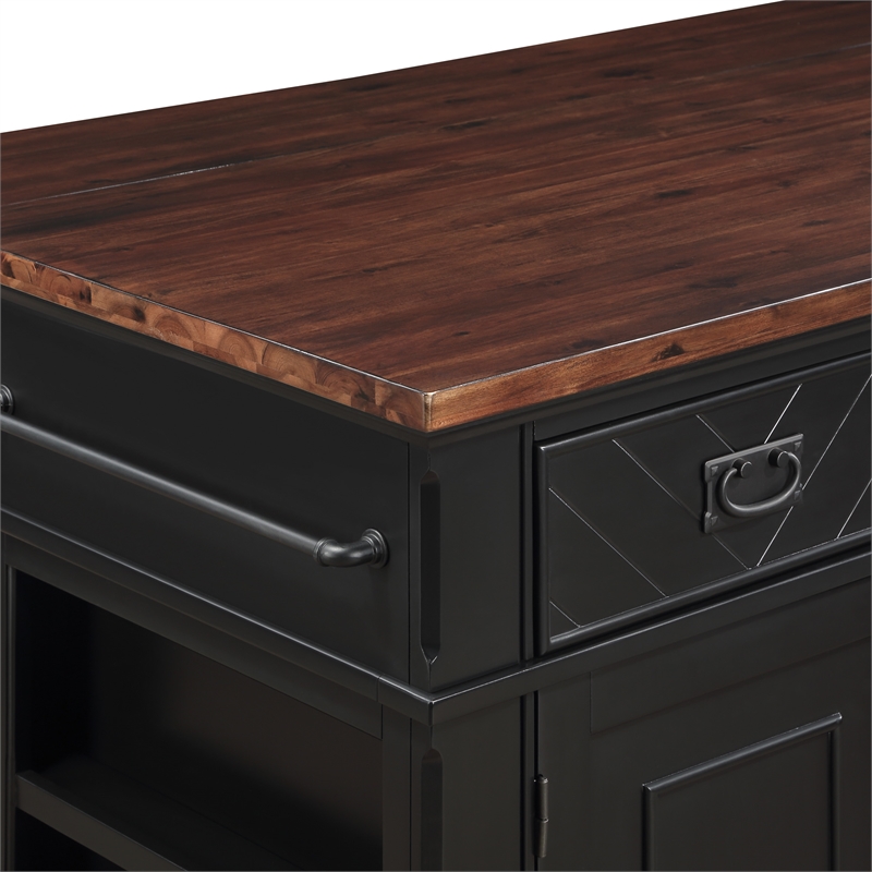Scranton & Co Farmhouse Kitchen Island in Engineered Wood with Black Finish