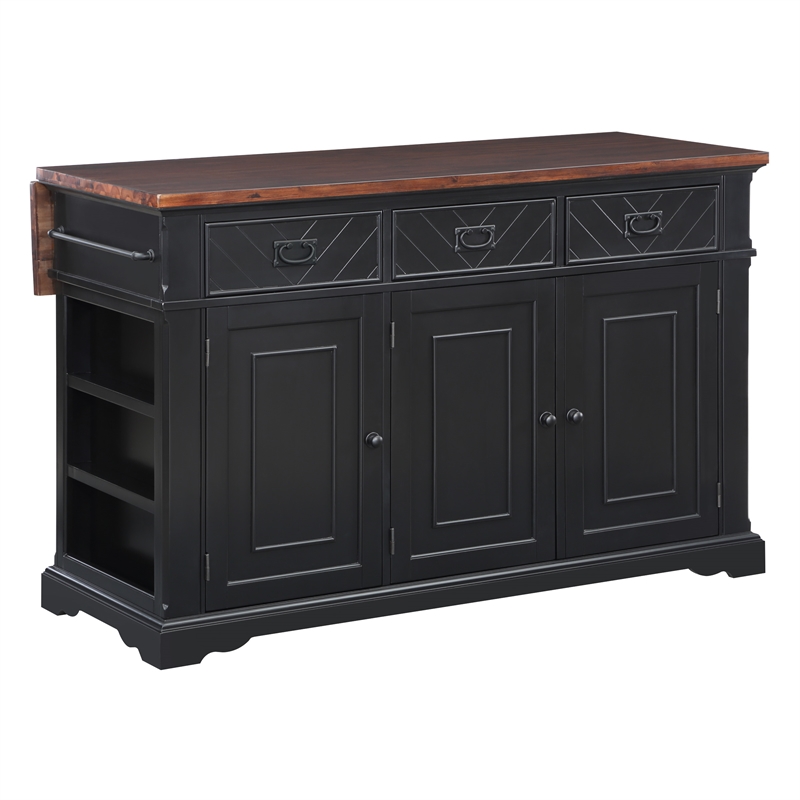 Scranton & Co Farmhouse Kitchen Island in Engineered Wood with Black Finish