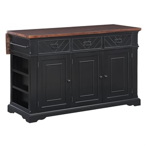 Scranton & Co Farmhouse Kitchen Island in Engineered Wood with Black Finish