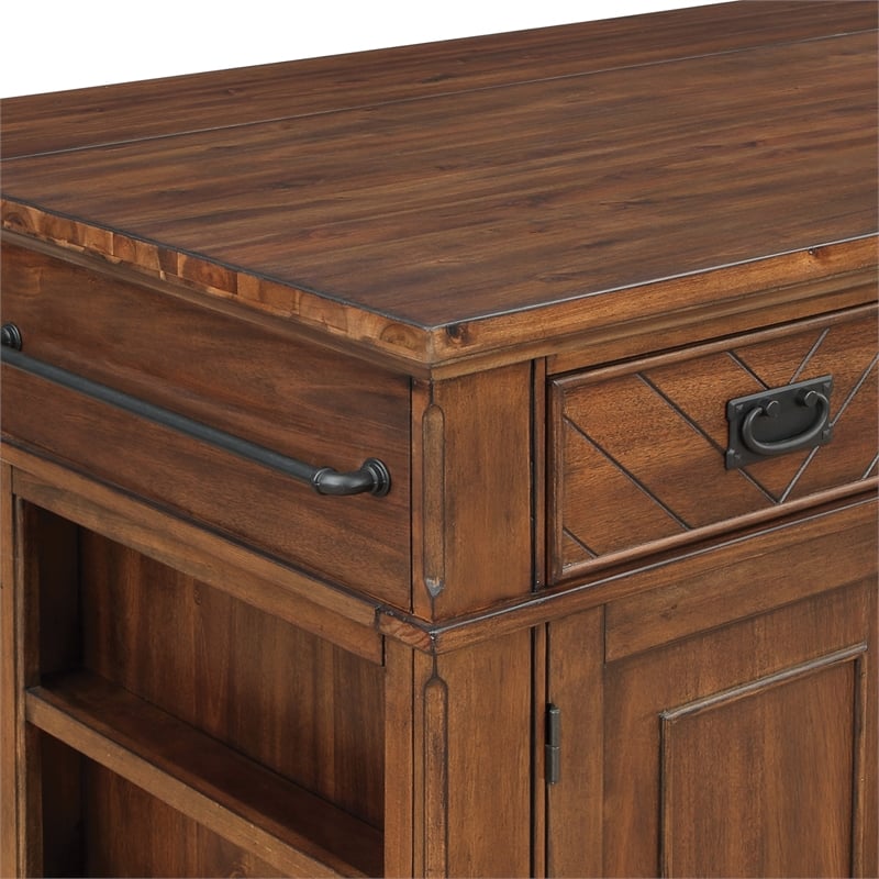 Scranton & Co Farmhouse Kitchen Island in Oak Engineered Wood with Storage