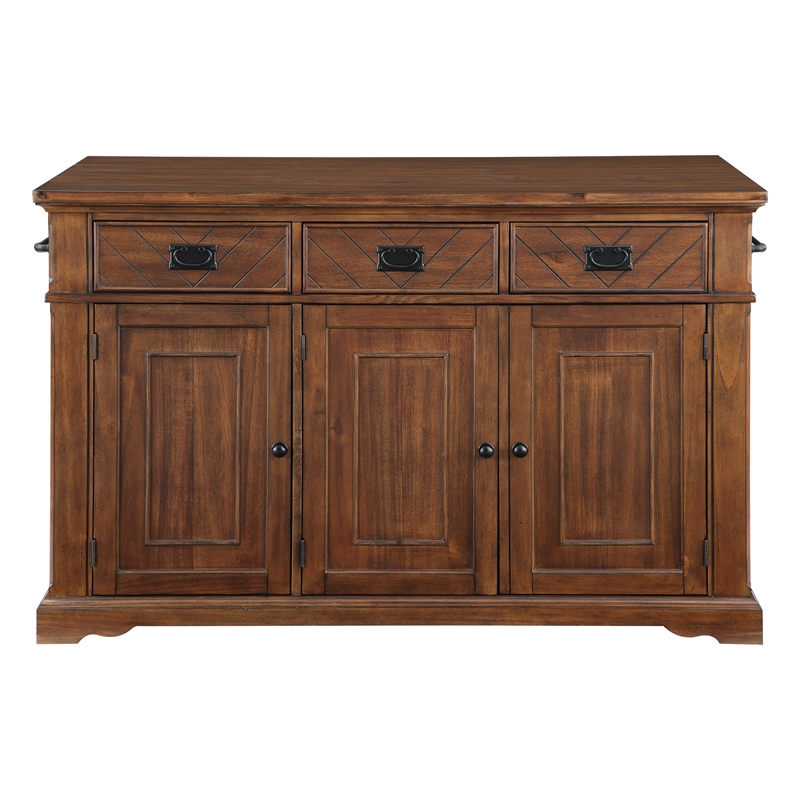 Scranton & Co Farmhouse Kitchen Island in Oak Engineered Wood with Storage