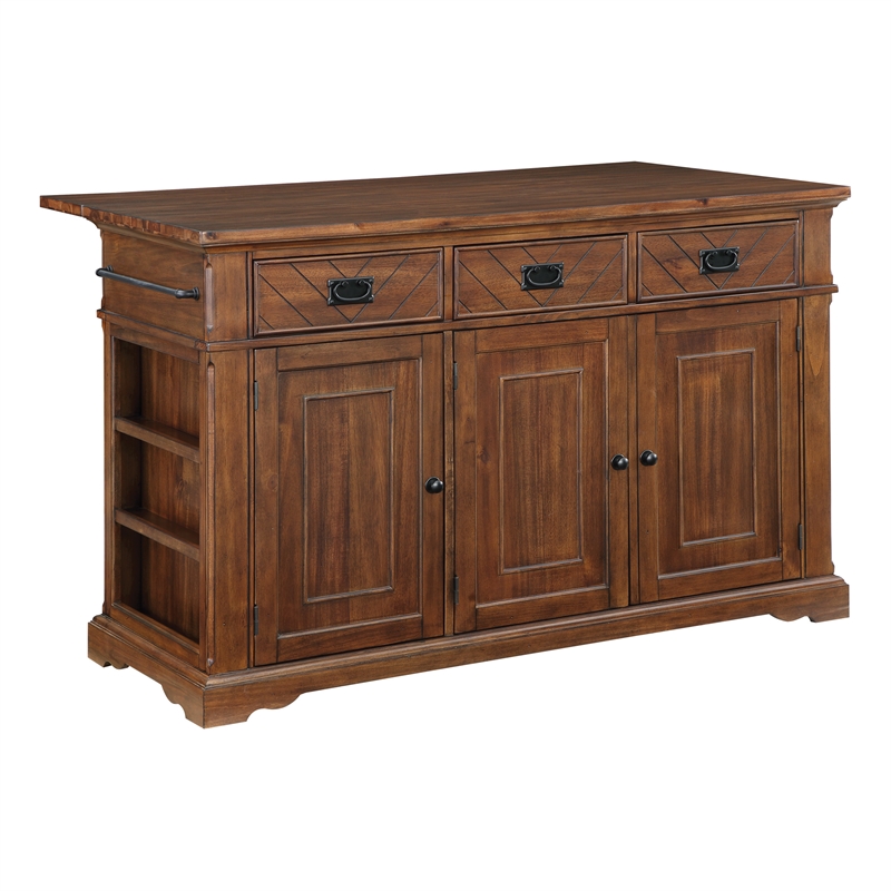 Scranton & Co Farmhouse Kitchen Island in Oak Engineered Wood with Storage