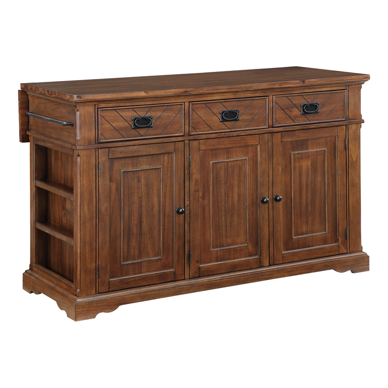 Scranton & Co Farmhouse Kitchen Island in Oak Engineered Wood with Storage