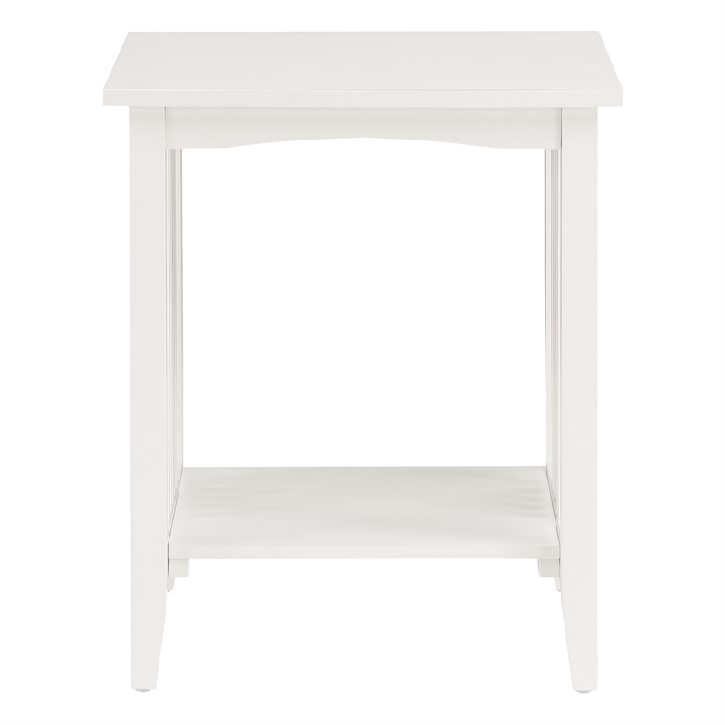 Scranton & Co Mission Style Side Table in White Engineered Wood with Shelf