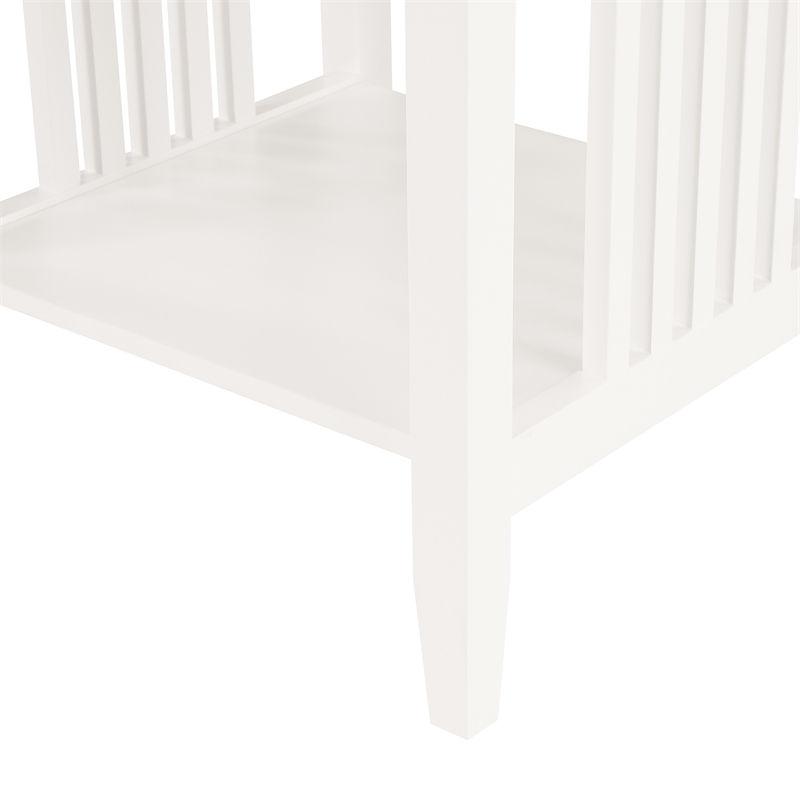 Scranton & Co Mission Style Side Table in White Engineered Wood with Shelf