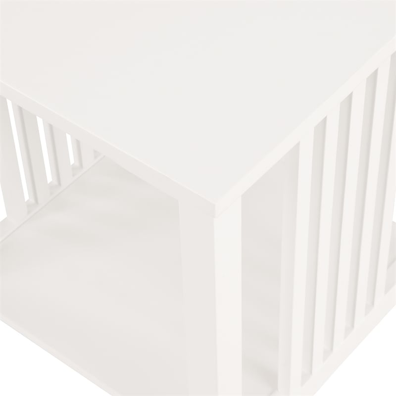 Scranton & Co Mission Style Side Table in White Engineered Wood with Shelf