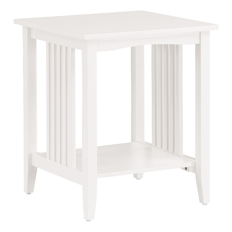 Scranton & Co Mission Style Side Table in White Engineered Wood with Shelf