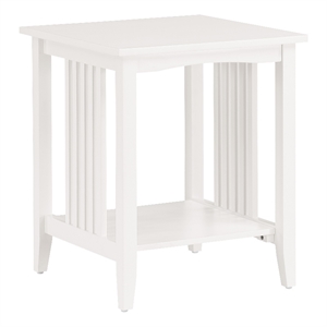Scranton & Co Mission Style Side Table in White Engineered Wood with Shelf