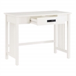Scranton & Co Mission Style Writing Desk in White with Pull-Out Storage Drawer