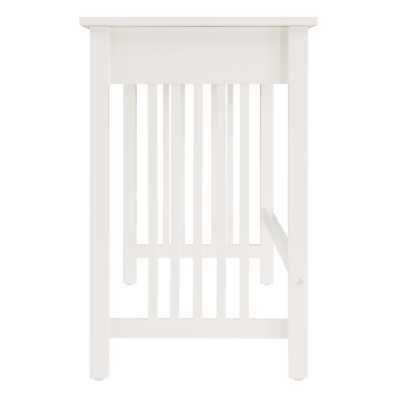 Scranton & Co Mission Style Writing Desk in White with Pull-Out Storage Drawer