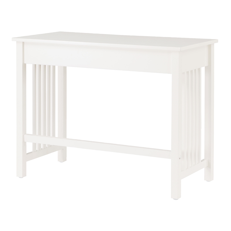 Scranton & Co Mission Style Writing Desk in White with Pull-Out Storage Drawer