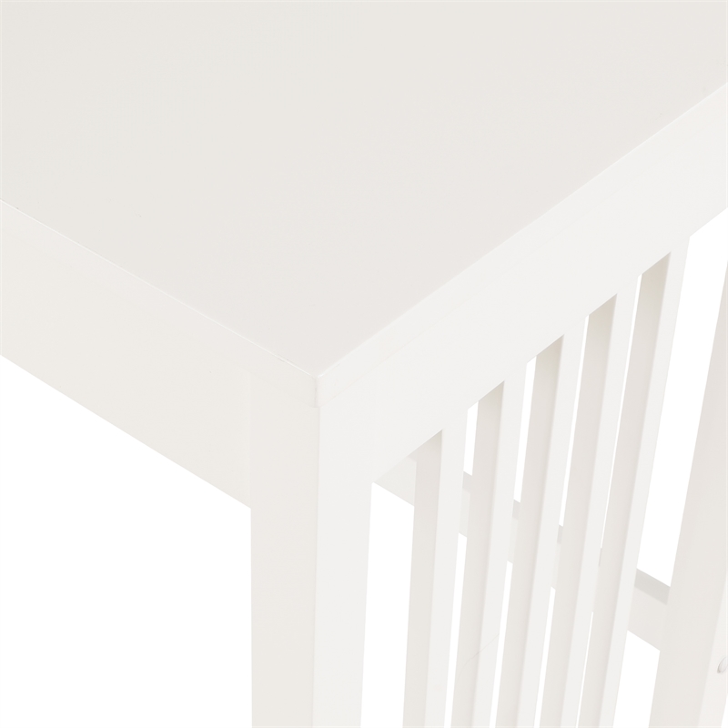 Scranton & Co Mission Style Writing Desk in White with Pull-Out Storage Drawer
