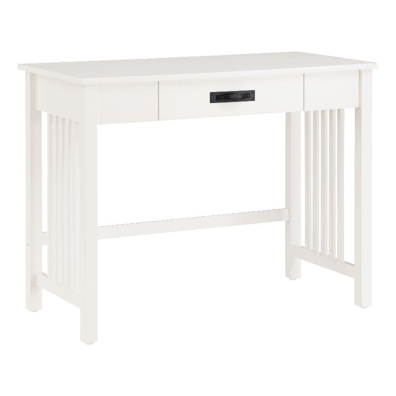 Scranton & Co Mission Style Writing Desk in White with Pull-Out Storage Drawer