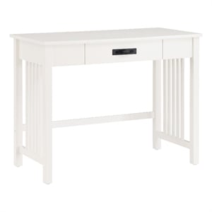 Scranton & Co Mission Style Writing Desk in White with Pull-Out Storage Drawer