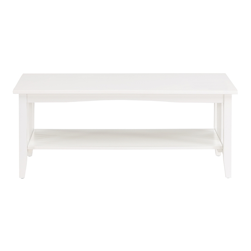 Scranton & Co Mission Style Coffee Table in White Engineered Wood with Shelf