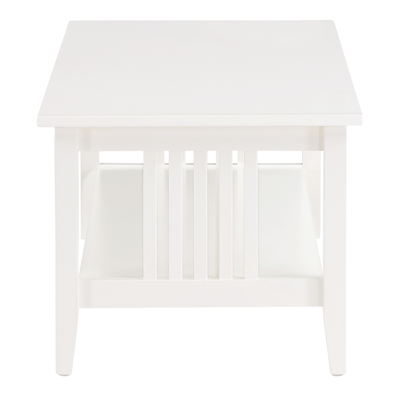 Scranton & Co Mission Style Coffee Table in White Engineered Wood with Shelf