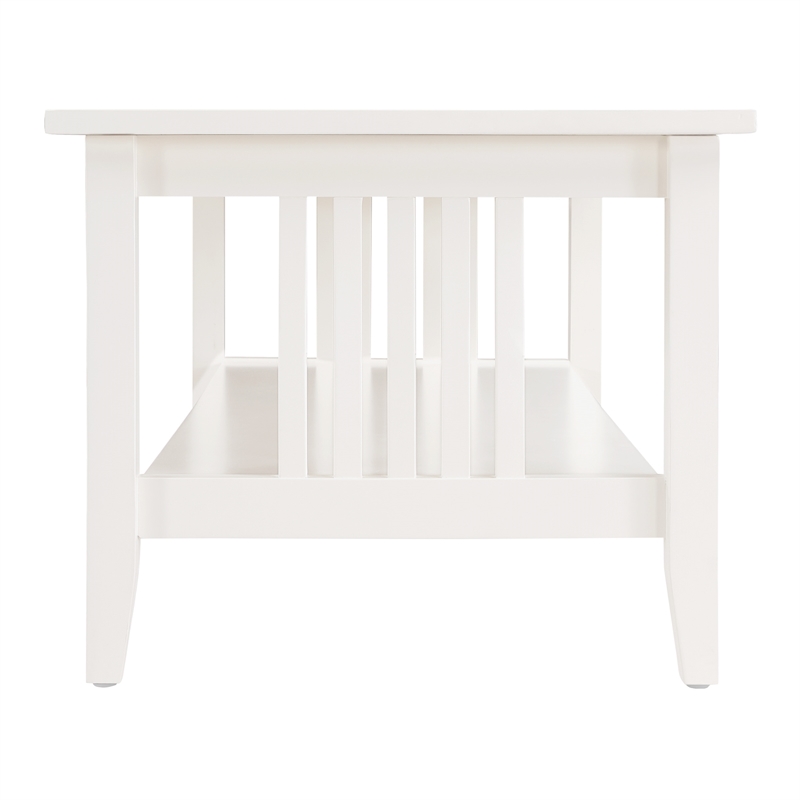 Scranton & Co Mission Style Coffee Table in White Engineered Wood with Shelf