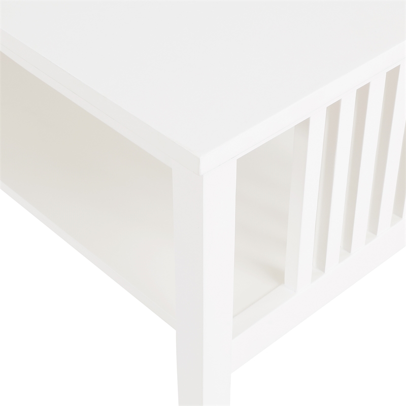 Scranton & Co Mission Style Coffee Table in White Engineered Wood with Shelf