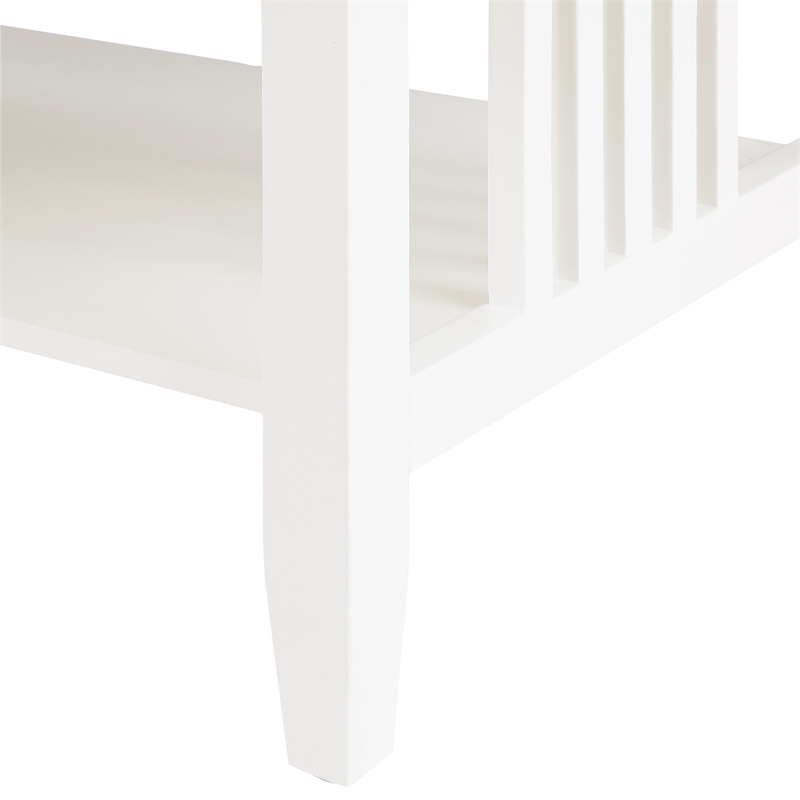 Scranton & Co Mission Style Coffee Table in White Engineered Wood with Shelf