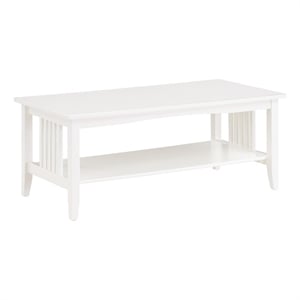 Scranton & Co Mission Style Coffee Table in White Engineered Wood with Shelf