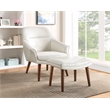 Scranton & Co Mid-Century Chair and Ottoman Set in Cream Faux Leather
