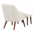 Scranton & Co Mid-Century Chair and Ottoman Set in Cream Faux Leather