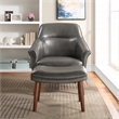 Scranton & Co Mid-Century Chair and Ottoman Set in Pewter Gray Faux Leather