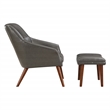 Scranton & Co Mid-Century Chair and Ottoman Set in Pewter Gray Faux Leather