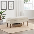 Scranton & Co Pillow Top Bench in Linen Cream Rustic Brown Legs