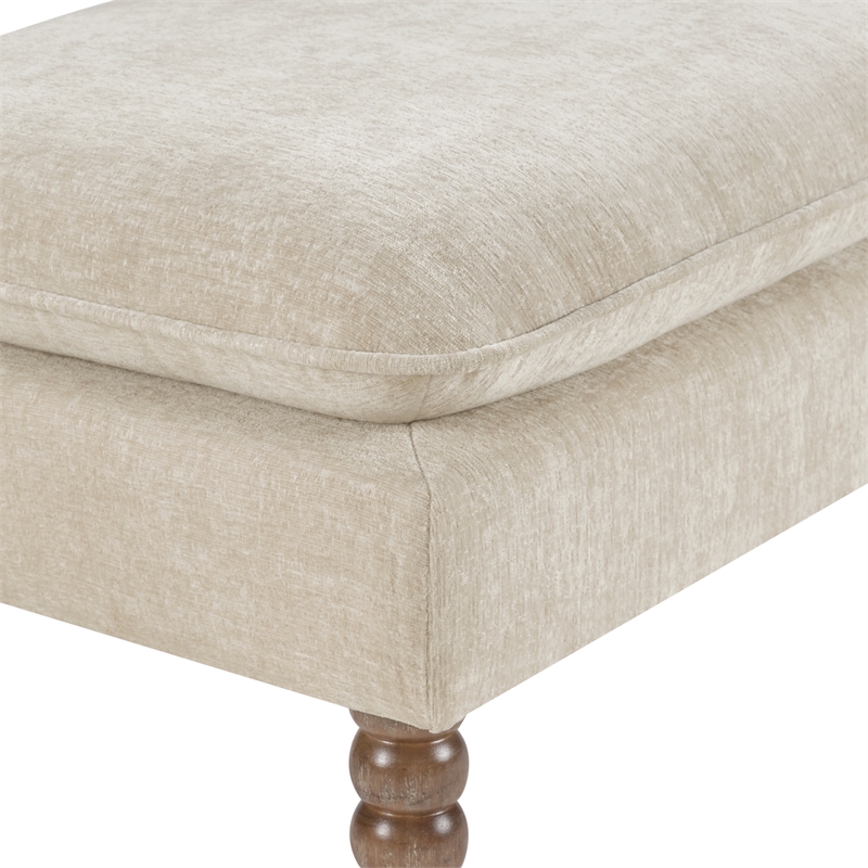 Scranton & Co Pillow Top Bench in Linen Cream Rustic Brown Legs