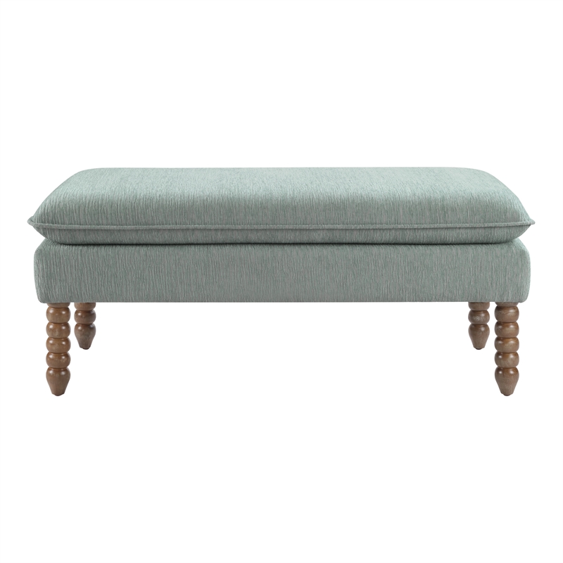 Scranton & Co Pillow Top Bench in Mist Green Rustic Brown Legs