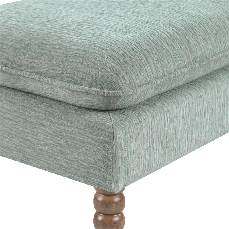 Scranton & Co Pillow Top Bench in Mist Green Rustic Brown Legs