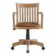 Scranton & Co Wood Bankers Chair Vinyl Padded Seat in Fruit Wood Brown