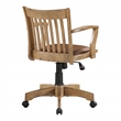 Scranton & Co Wood Bankers Chair Vinyl Padded Seat in Fruit Wood Brown