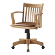 Scranton & Co Wood Bankers Chair Vinyl Padded Seat in Fruit Wood Brown