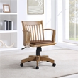 Scranton & Co Wood Bankers Chair Vinyl Padded Seat in Fruit Wood Brown