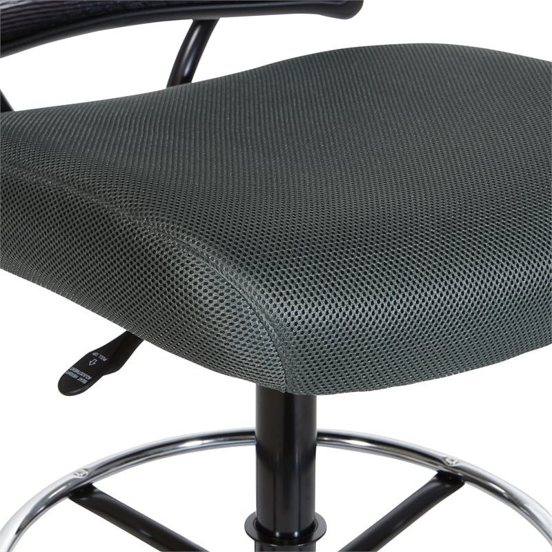 Scranton & Co Ergonomic AirGrid Drafting Chair with Padded Gray Mesh Seat