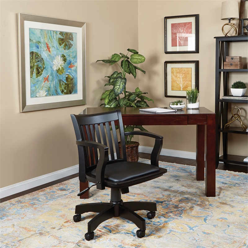 Scranton & Co Armless Task Chair with Ratchet Back Adjustment in Black Fabric