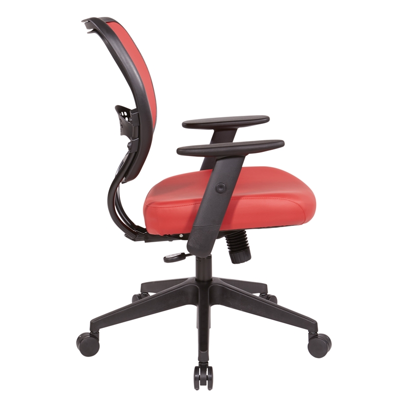 Scranton & Co Lipstick Red Vinyl Task Chair with AirGrid Back and Angled Arms