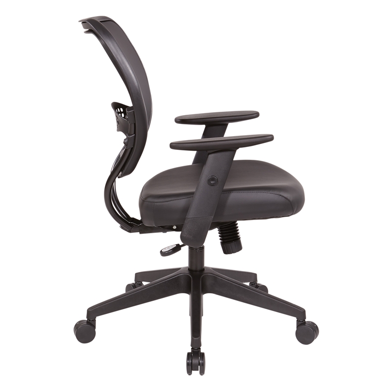 Scranton & Co Black Vinyl Task Chair with AirGrid Back and Adjustable Arms