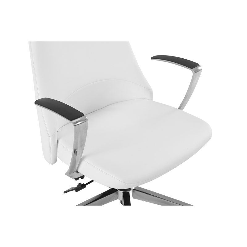 Scranton & Co High Back Fabric Office Chair in Snow White with Chrome Base