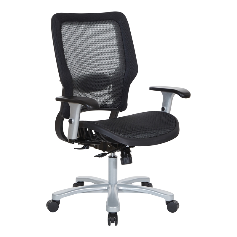 Scranton & Co AirGrid Big and Tall Office Chair in Black with Lumbar Support