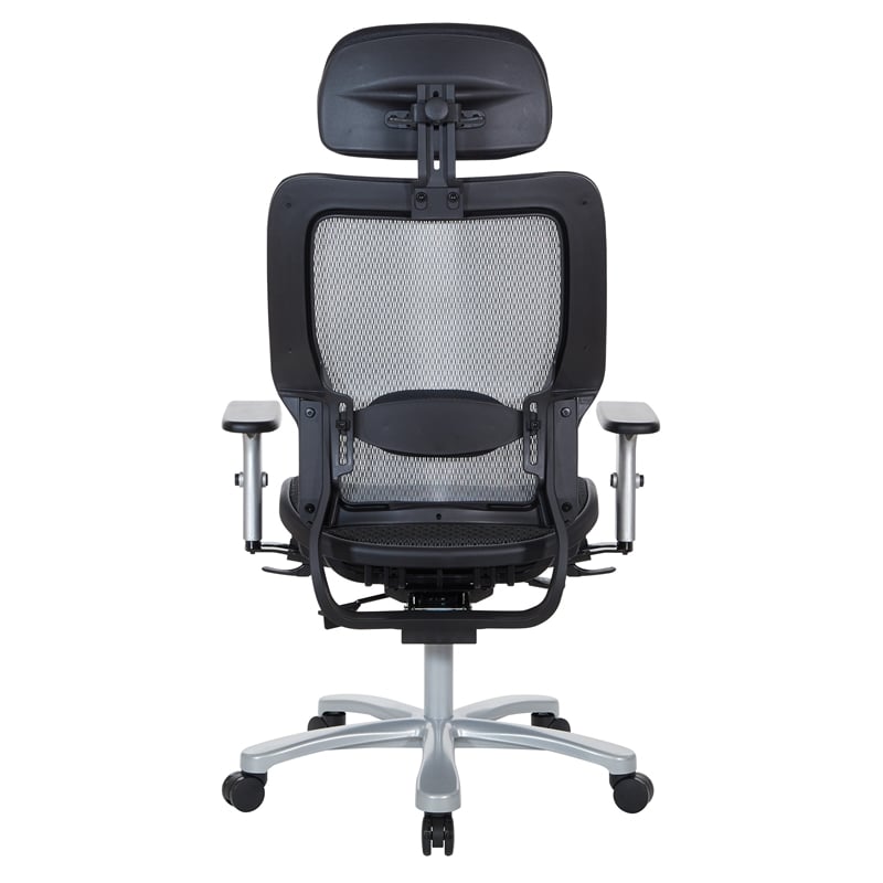 Scranton & Co AirGrid Big and Tall Ergonomic Chair with Headrest in Black
