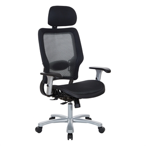 Scranton & Co AirGrid Big and Tall Ergonomic Chair with Headrest in Black