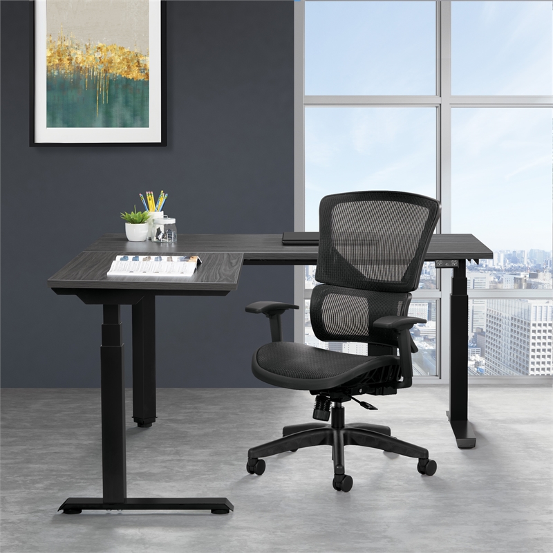 Scranton & Co Black Vertical Matrix Back Office Chair with Seat Slider