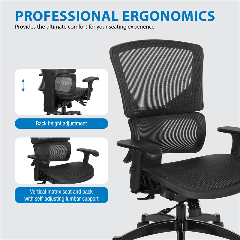 Scranton & Co Black Vertical Matrix Office Chair with 3-Position Lock