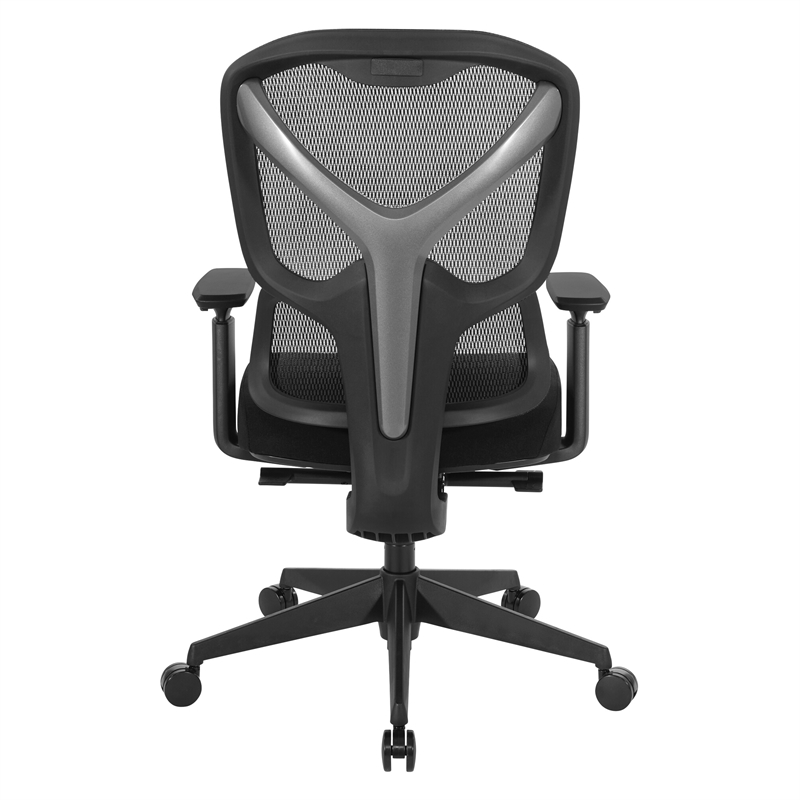 Scranton & Co Black Mesh Back Chair with Padded Fabric Seat and Arms
