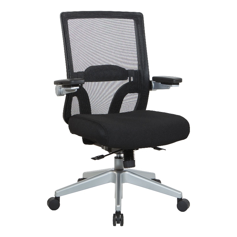Scranton & Co Breathable Mesh Back Manager's Chair in Black Fabric