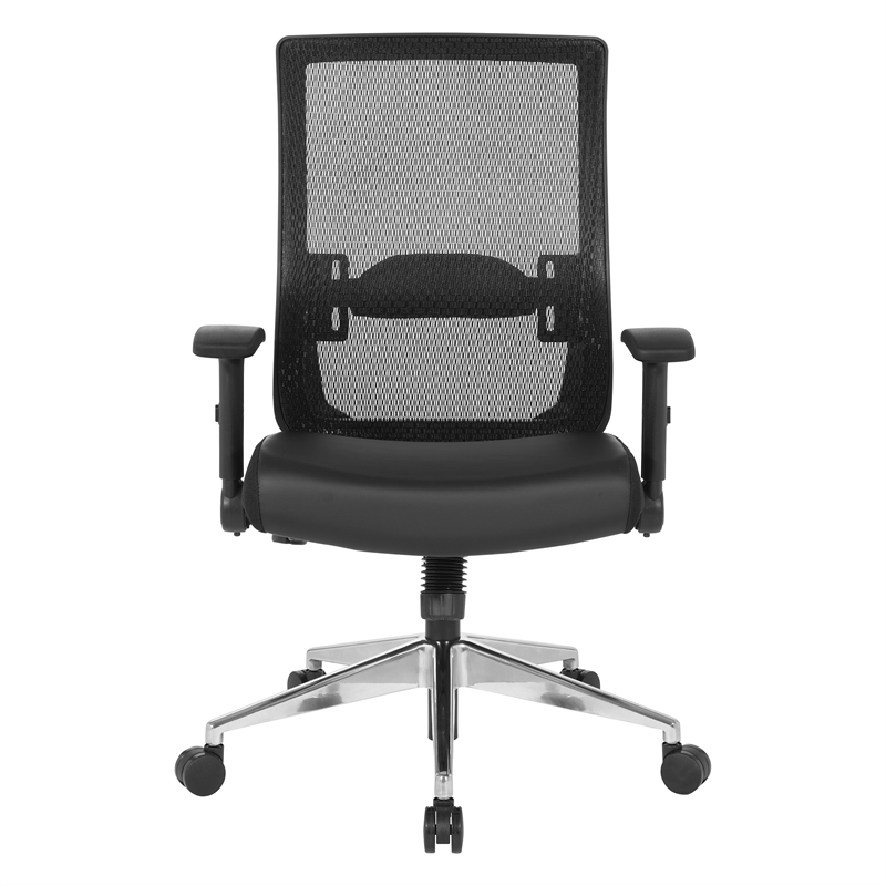 Scranton & Co Black Matrix Back Manager's Chair with Bonded Leather Seat